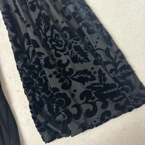 Hannah Shirt Blouse Womens Large black velvet burnout flare sleeves witchy dark - Picture 2 of 4